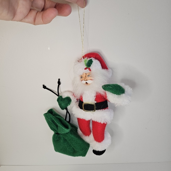 Annalee Santa Claus Christmas doll ornament Stuffed felt green bag 2016 - Picture 8 of 8